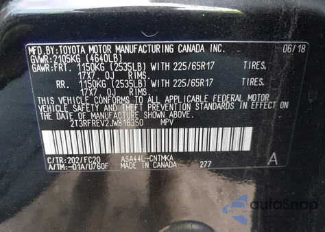 2018 Toyota Rav4 Xle z USA, uszkodzony, nr VIN 2T3RFREV2JW816350